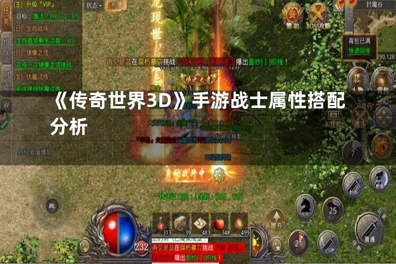 《传奇世界3D》手游战士属性搭配分析